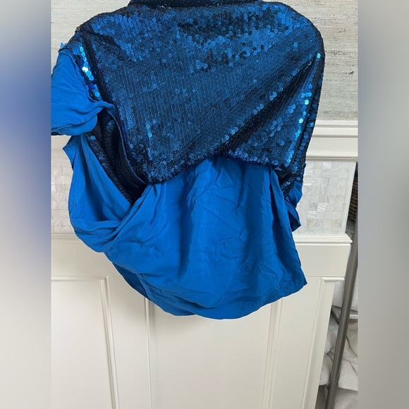 NWT new small Anthropologie Maeve Emmy short sleeve swing dress blue sequin - Picture 11 of 17